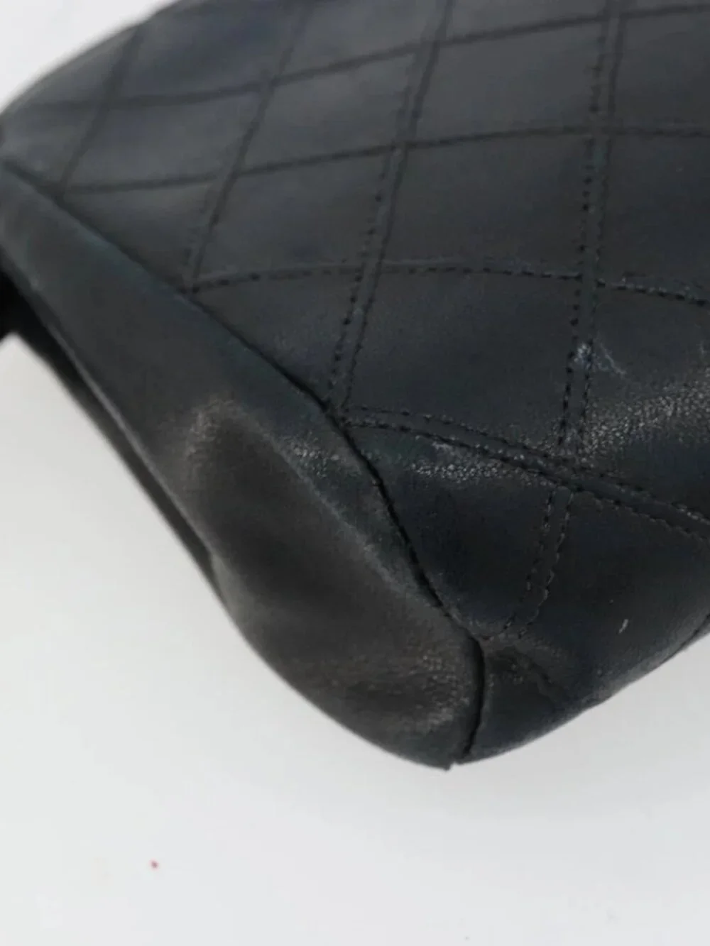 CHANEL Pouch Lamb Skin Black CC Auth 47074